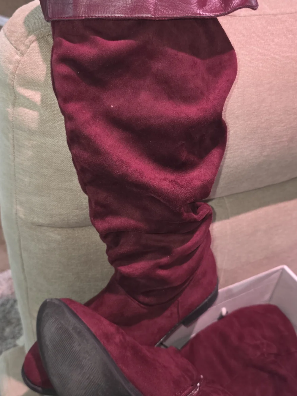 Women's Over-the-Knee Slouchy Boots - Burgundy